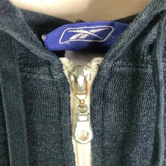 Vintage Reebok Classic Navy Blue Towel Zip Up Hoodie Women's Size M - Picture 2 of 8